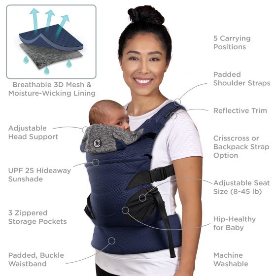 Contours Journey Go 5 Position Baby Carrier Navy