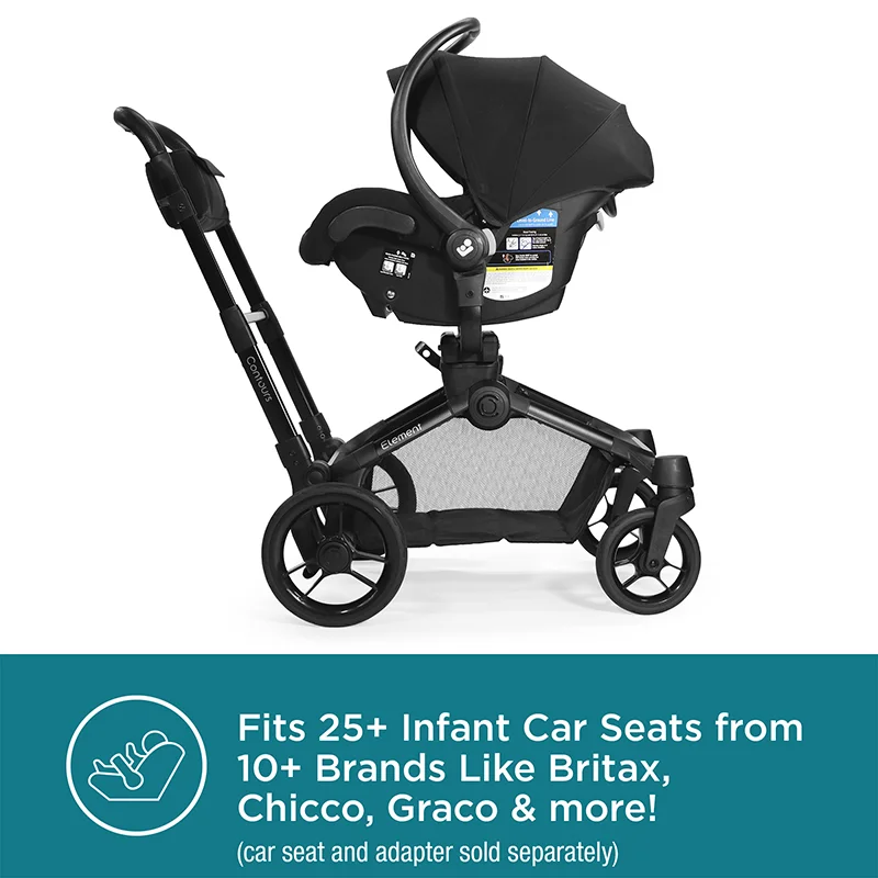 Contours Element® Single to Double Stroller - Stealth Black Image 5