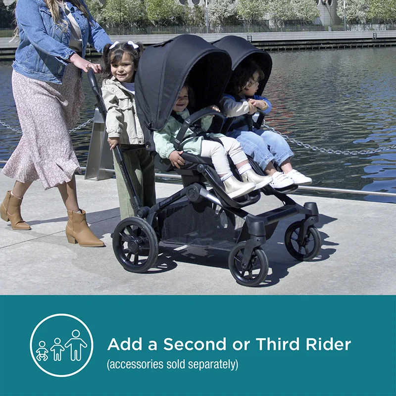 Contours Element® Single to Double Stroller - Stealth Black Image 11