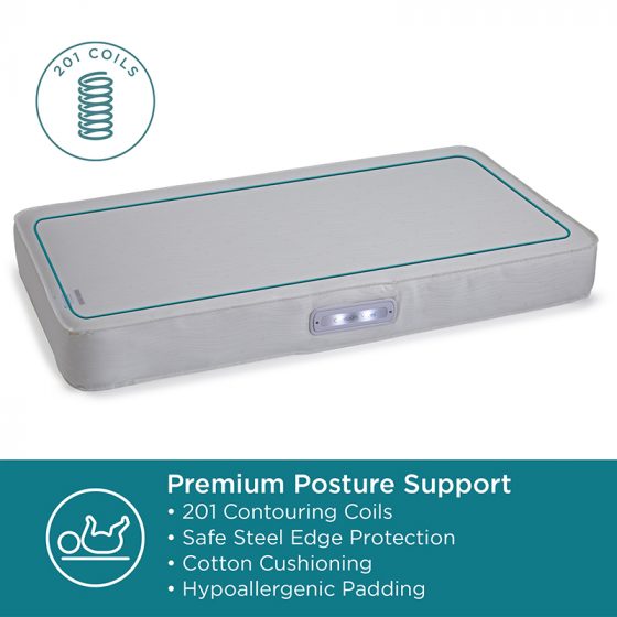 Contours® Vibes™ 2-Stage Soothing Vibrations Crib and Toddler Mattress - White Vibes Image 6