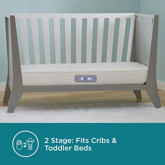 Contours® Vibes™ 2-Stage Soothing Vibrations Crib and Toddler Mattress - White Vibes Image 7