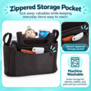 Contours Baby Universal Stroller Organizer - Black Image 6 Thumbnail