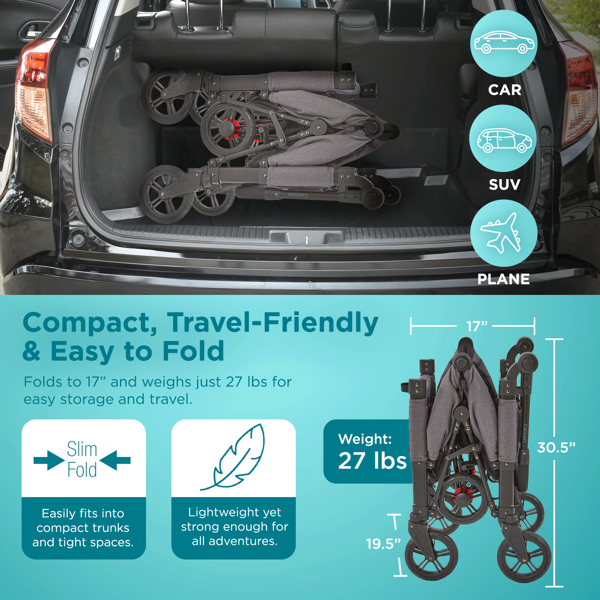 Contours Curve 360 Stroller Wagon: Zero-Turn 2-Kid Wagon with Infant Car Seat Compatibility - Black Image 9