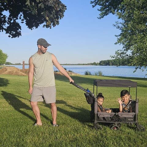 dad pulling wagon